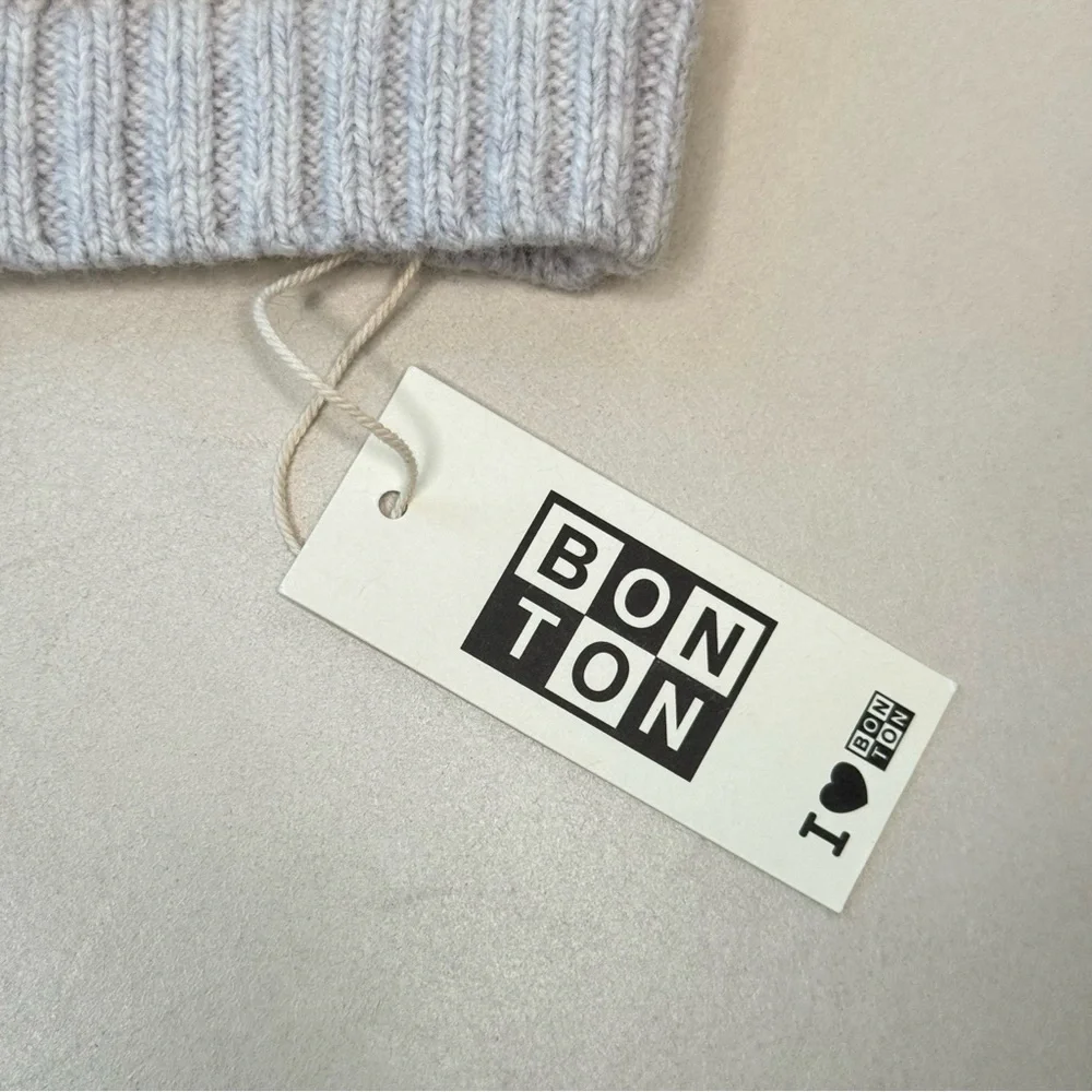 NWT BONTON Paris Heather Grey Knit Wool Baby Hat Beanie Size 3M
